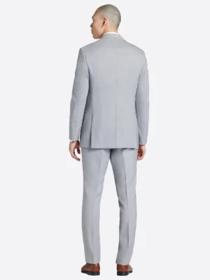 SuitsHeritage Men's Plain Light Grey Regular Fit 3 Piece Suits Back
