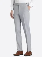 SuitsHeritage Men's Plain Light Grey Slim Fit 3 Piece Suits Pant