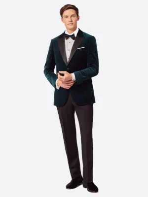 SuitsHeritage Men’s Dark Teal Velvet Slim Fit 2 Piece Tuxedo