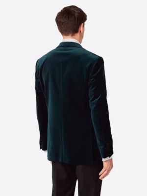SuitsHeritage Men’s Dark Teal Velvet Slim Fit 2 Piece Tuxedo Back