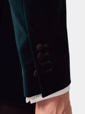SuitsHeritage Men’s Dark Teal Velvet Slim Fit 2 Piece Tuxedo cuffs
