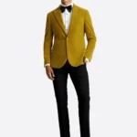 SuitsHeritage Men’s Solid Olive Velvet Regular Fit 2 Piece Tuxedo