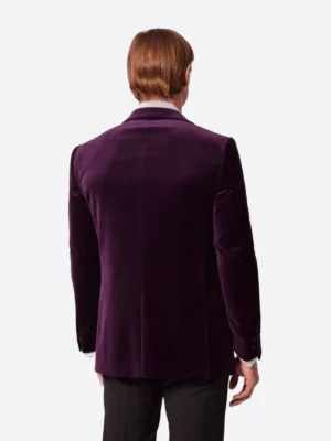 SuitsHeritage Men’s Purple Velvet Regular Fit 2 Piece Tuxedo Back