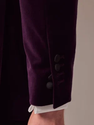 SuitsHeritage Men’s Purple Velvet Regular Fit 2 Piece Tuxedo Cuffs
