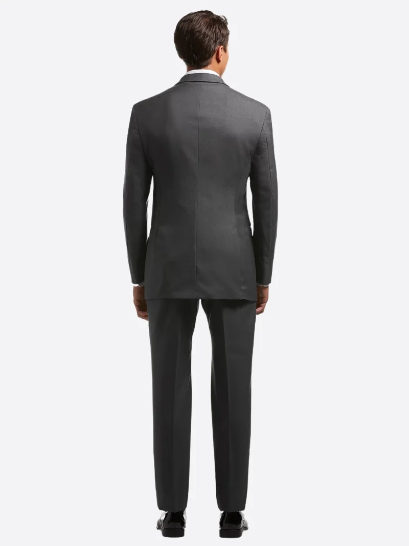 SuitsHeritage Men’s Solid Dark Grey Regular Fit 3 Piece Tuxedo Back
