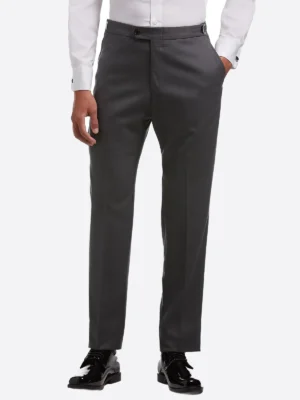 SuitsHeritage Men’s Solid Dark Grey Regular Fit 3 Piece Tuxedo Pant