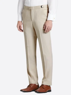 SuitsHeritage Men’s Beige Solid Slim Fit 3 Piece Tuxedo Pant