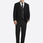 SuitsHeritage Men's Plain Black Big & Tall 3 Piece Suits