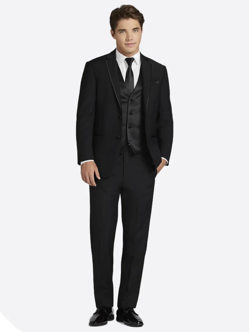 SuitsHeritage Men's Plain Black Big & Tall 3 Piece Suits