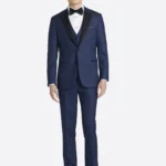 SuitsHeritage Men’s Blue Solid Slim Fit 3 Piece Tuxedo