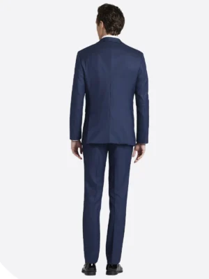 SuitsHeritage Men’s Blue Solid Slim Fit 3 Piece Tuxedo Back