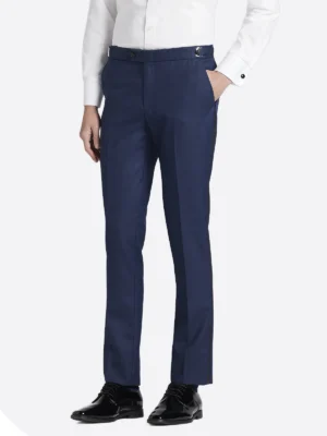 SuitsHeritage Men’s Blue Solid Slim Fit 3 Piece Tuxedo Pant