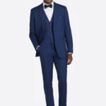 SuitsHeritage Men’s Solid Blue Slim Fit 3 Piece Tuxedo