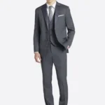 SuitsHeritage Men's Plain Dark Grey Regular Fit 3 Piece Suits