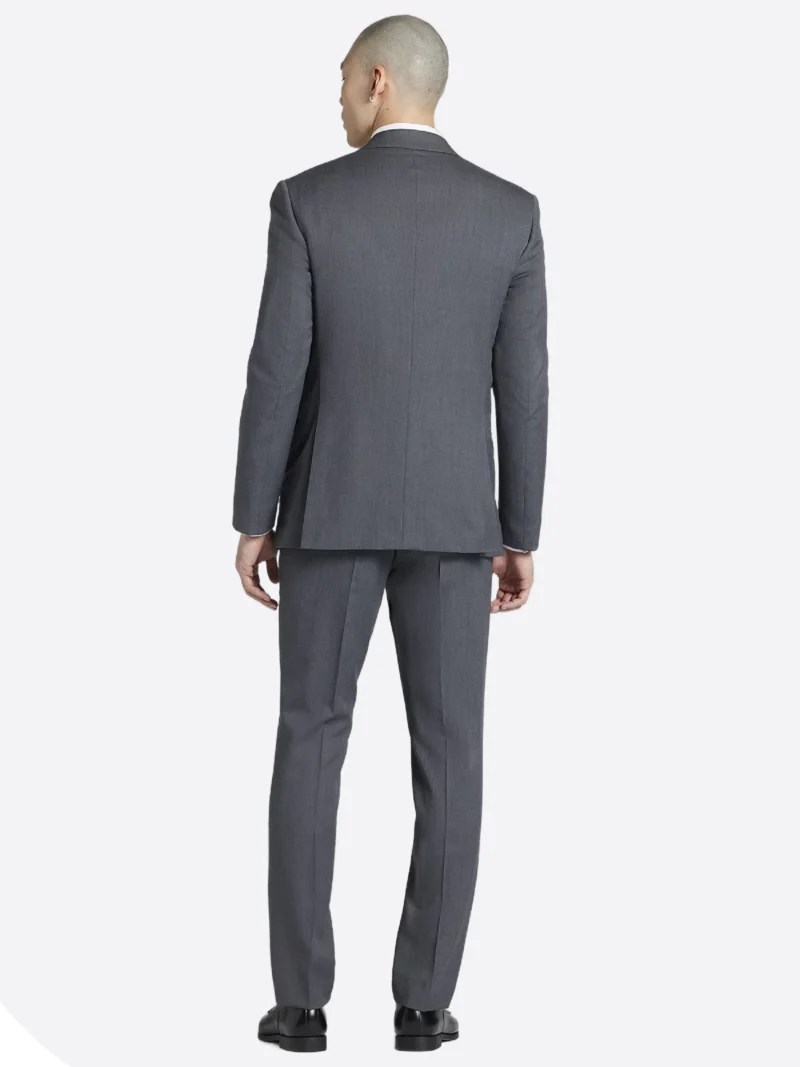 SuitsHeritage Men's Plain Dark Grey Regular Fit 3 Piece Suits Back
