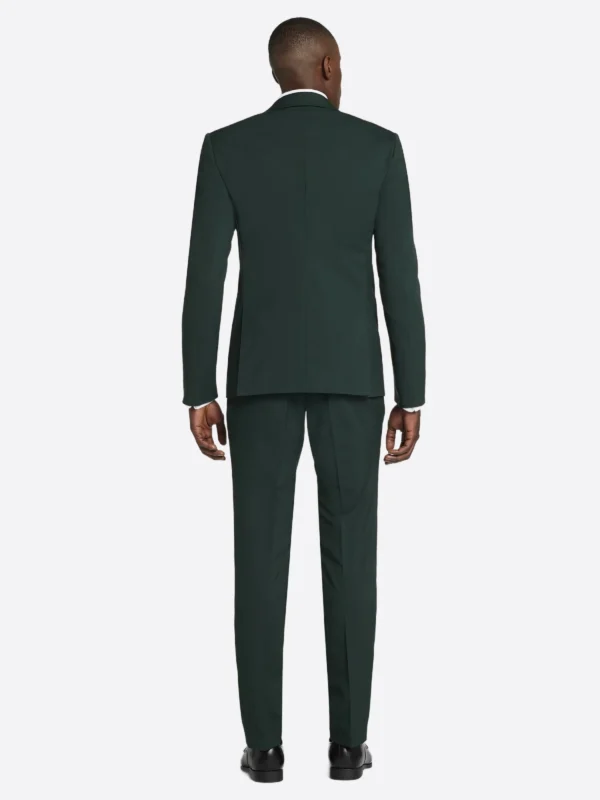 SuitsHeritage Men’s Solid Green Slim Fit 3 Piece Tuxedo Back