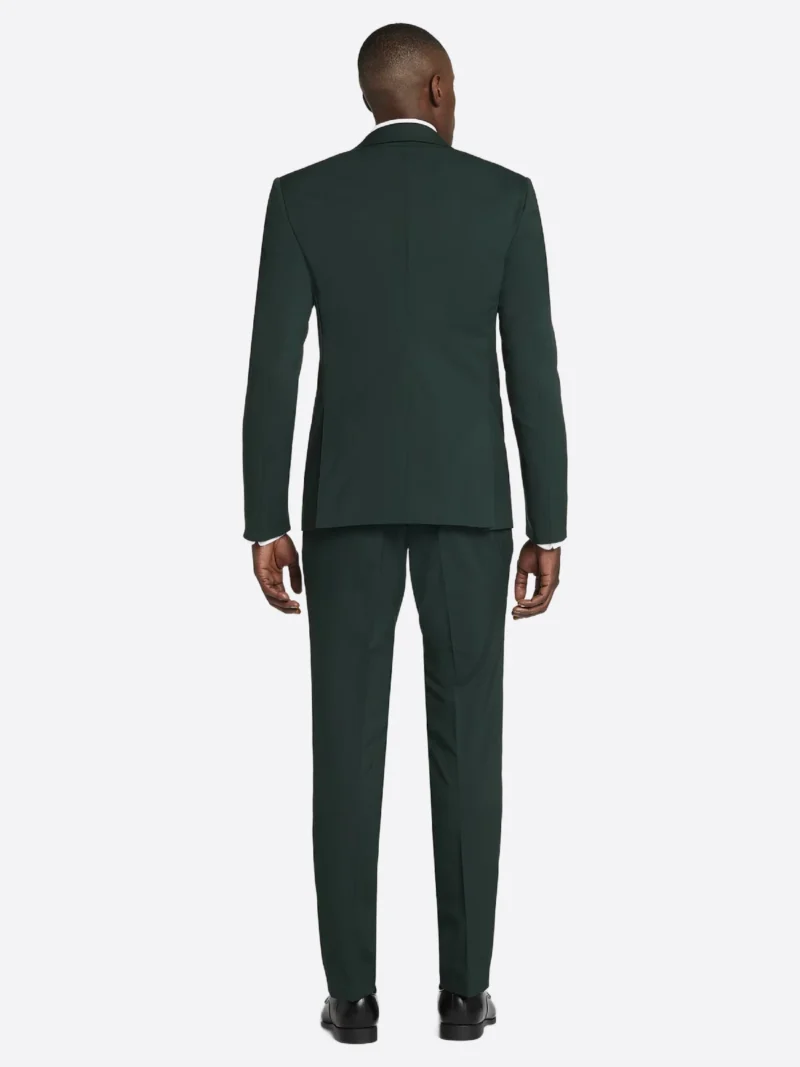 SuitsHeritage Men’s Solid Green Slim Fit 3 Piece Tuxedo Back