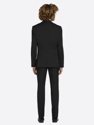 SuitsHeritage Men’s Plain Black Slim Fit 3 Piece Tuxedo Back