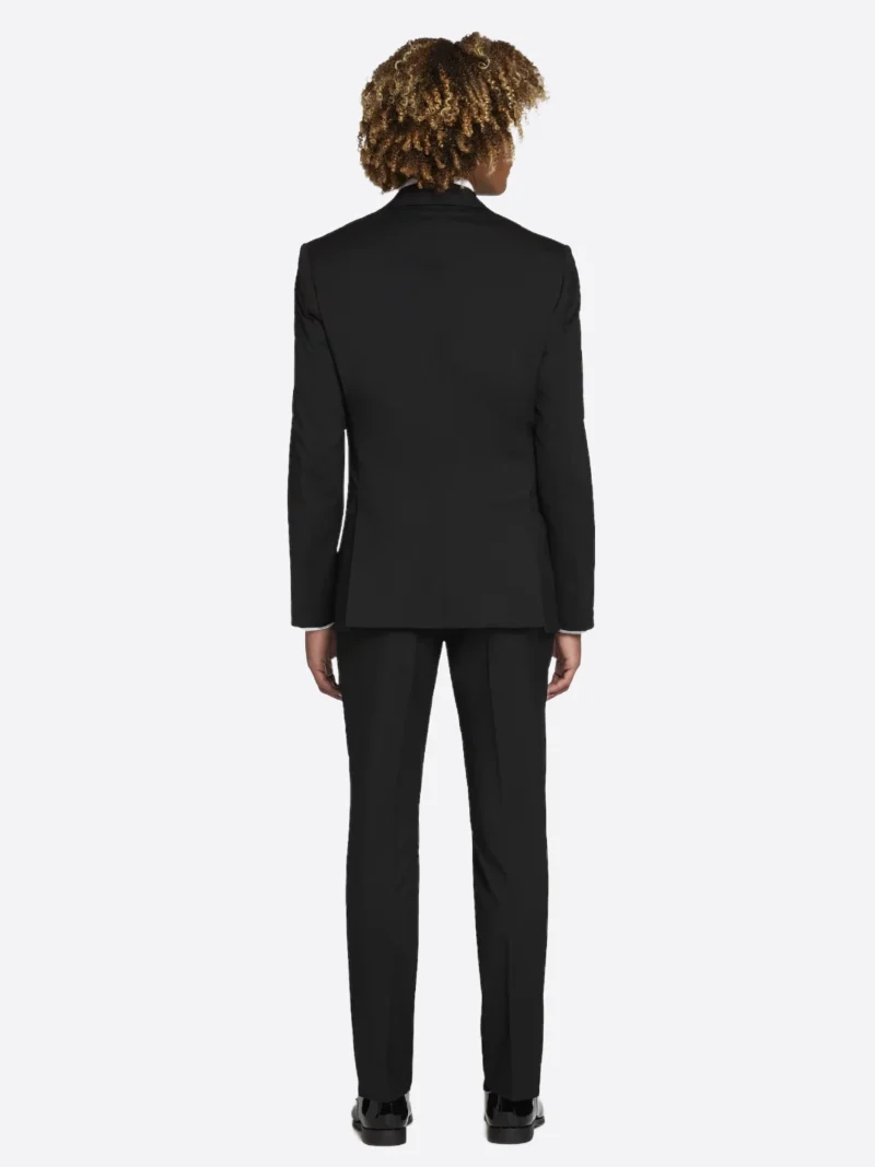 SuitsHeritage Men’s Plain Black Slim Fit 3 Piece Tuxedo Back