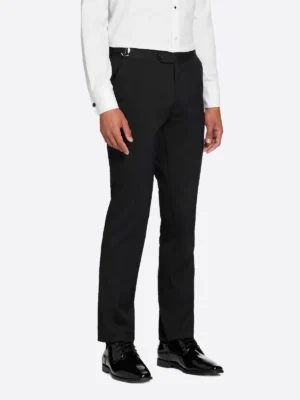 SuitsHeritage Men’s Plain Black Slim Fit 3 Piece Tuxedo Pant