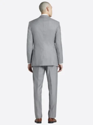 SuitsHeritage Men's Plain Grey Big & Tall 3 Piece Suits Back View