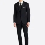 SuitsHeritage Men's Black Plain Slim Fit 3 Piece Suits