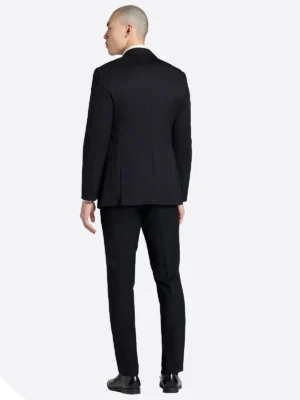 SuitsHeritage Men's Black Plain Slim Fit 3 Piece Suits Back