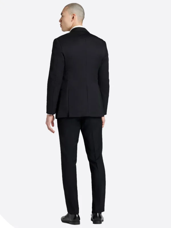 SuitsHeritage Men's Black Plain Slim Fit 3 Piece Suits Back