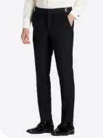 SuitsHeritage Men's Black Plain Slim Fit 3 Piece Suits Pant