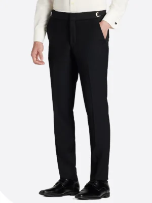 SuitsHeritage Men's Black Plain Slim Fit 3 Piece Suits Pant