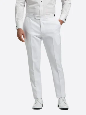 SuitsHeritage Men’s White Plain Solid Regular Fit 3 Piece Tuxedo Pant