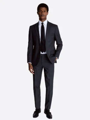 Men's Black Plain Single Breasted Two Piece Suit