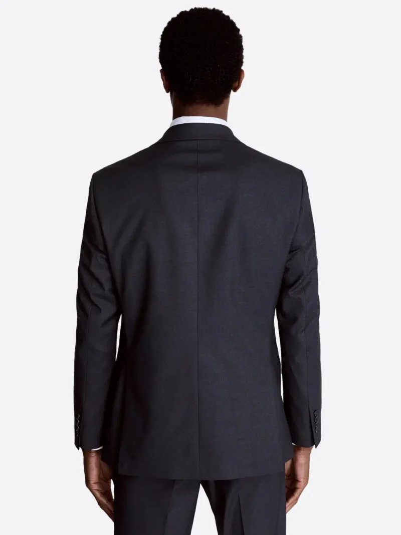 Men's Black Plain Single Breasted Two Piece Suit Back