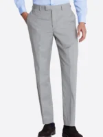 Men's Black Plain Single Breasted Two Piece Suit Grey Pant