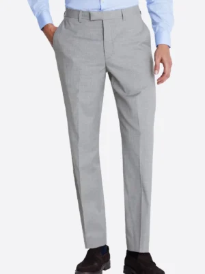 Men's Black Plain Single Breasted Two Piece Suit Grey Pant