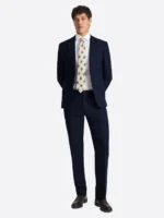 SuitsHeritage Men’s Check Navy Slim Fit 2 Piece Suit