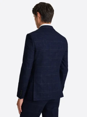 SuitsHeritage Men’s Check Navy Slim Fit 2 Piece Suit Back