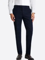 SuitsHeritage Men’s Check Navy Slim Fit 2 Piece Suit Pant