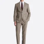 Men's Donegal Khaki Single Breasted Two Piece Suit
