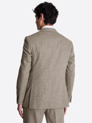 Men's Donegal Khaki Single Breasted Two Piece Suit Back
