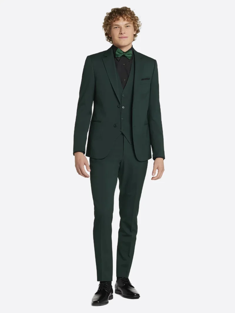 SuitsHeritage Men’s Green Solid Slim Fit 3 Piece Tuxedo