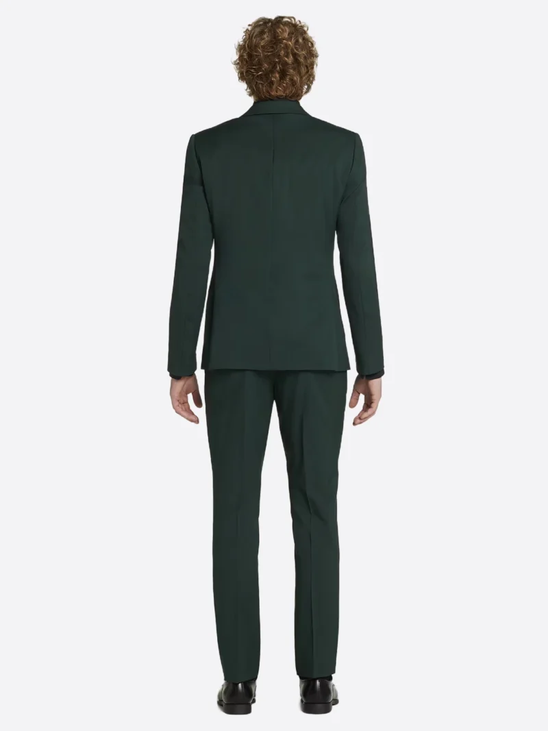 SuitsHeritage Men’s Green Solid Slim Fit 3 Piece Tuxedo Back