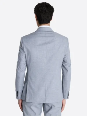 Men's Grey Double Breasted 2 Piece Suit Light Grey Back