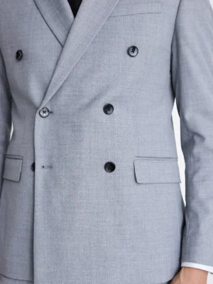 Men's Grey Double Breasted 2 Piece Suit Light Grey Close