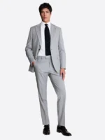 Men's Grey Plain Single Breasted Two Piece Suit