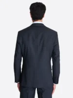 Men's Grey Plain Single Breasted Two Piece Suit Black Back