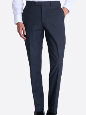 Men's Grey Plain Single Breasted Two Piece Suit Black Pant