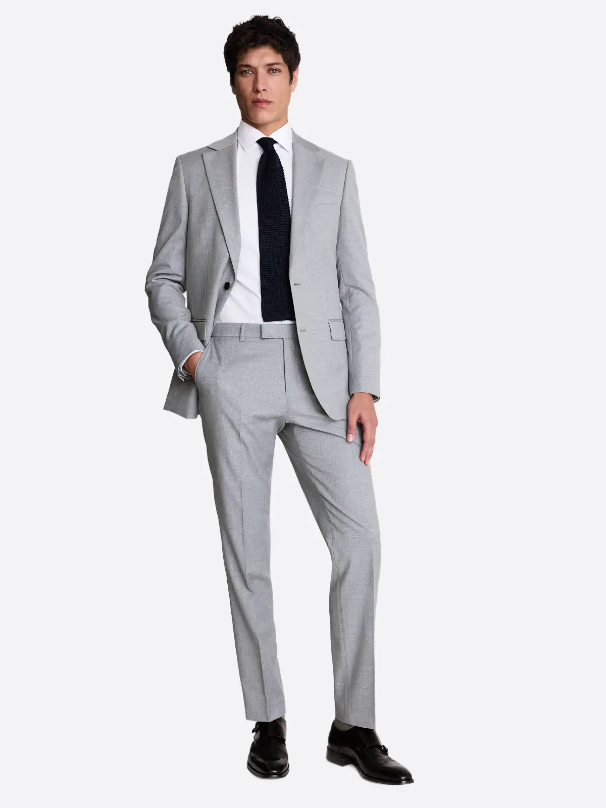 Men's Grey Plain Single Breasted Two Piece Suit Men's Grey Plain Single Breasted Two Piece Suit