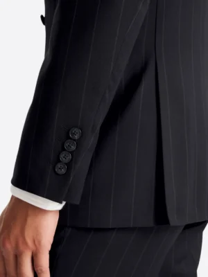SuitsHeritage Men’s Lined Black Double Breasted Regular Fit 2 Piece Suit Close