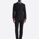 SuitsHeritage Men’s Black Lined Double Breasted Regular Fit 2 Piece Suit